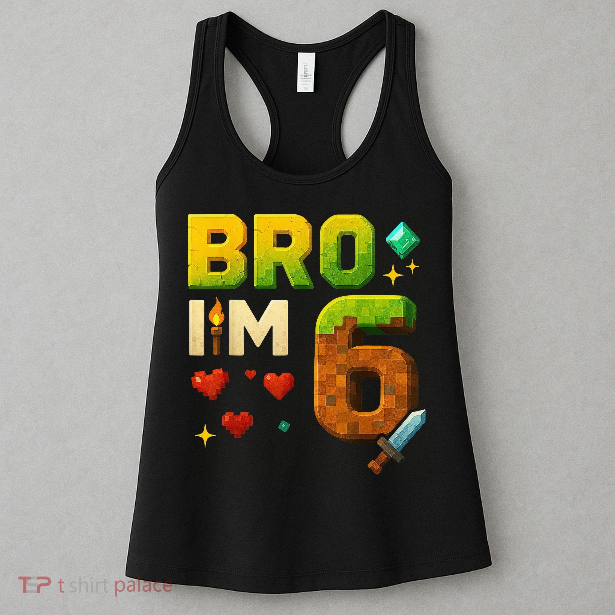 Birthday Boy 6th Birthday Bro I'M 6 Year Old Gamer Pixel Women's Tank Top