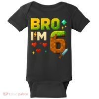 Birthday Boy 6th Birthday Bro I'M 6 Year Old Gamer Pixel Baby Bodysuit thumb 0