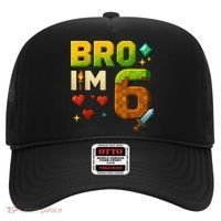 Birthday Boy 6th Birthday Bro I'M 6 Year Old Gamer Pixel Hat thumb 0