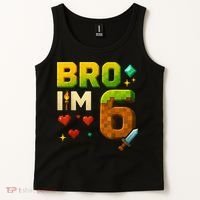 Birthday Boy 6th Birthday Bro I'M 6 Year Old Gamer Pixel Tank Top thumb 2