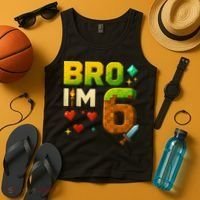 Birthday Boy 6th Birthday Bro I'M 6 Year Old Gamer Pixel Tank Top thumb 4