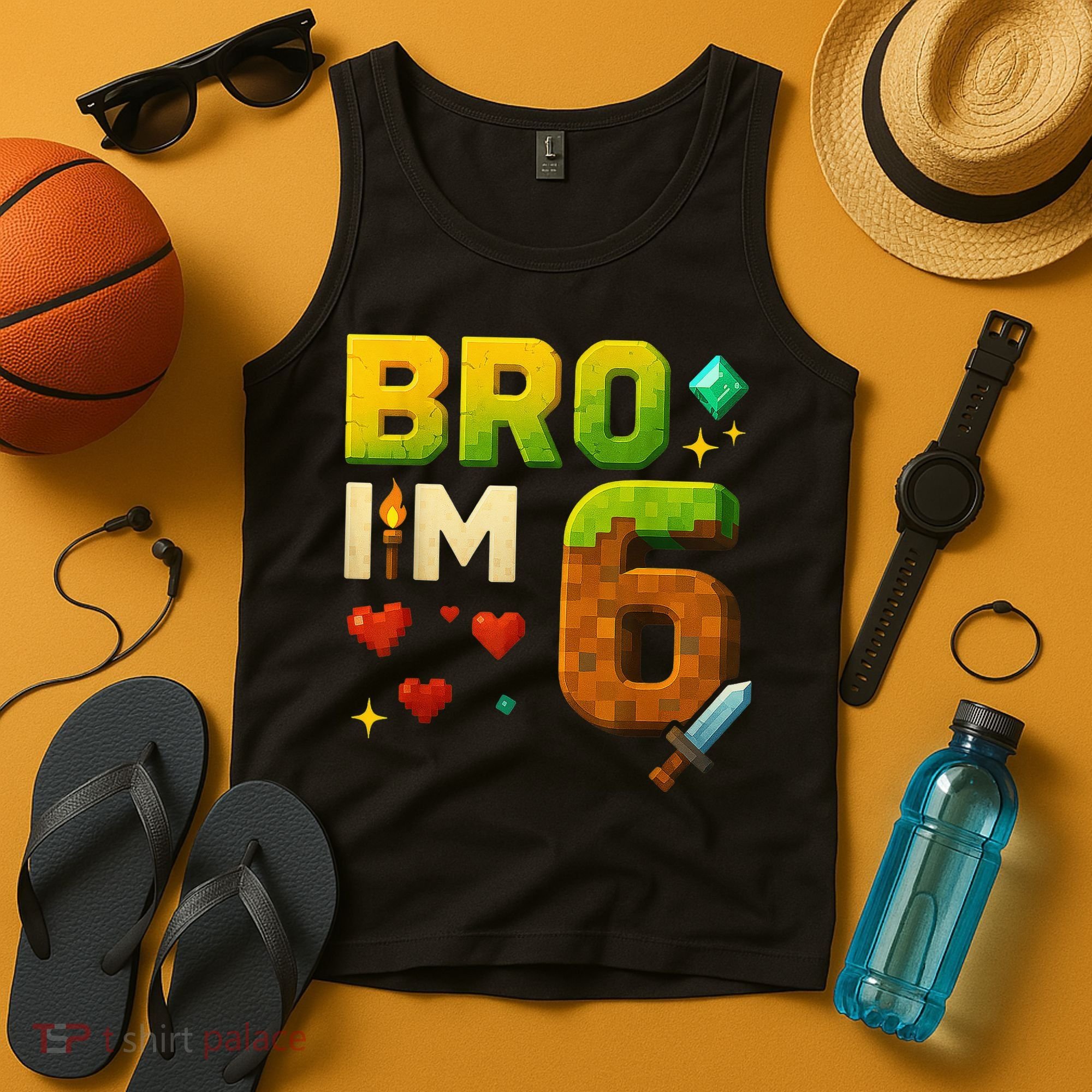 Birthday Boy 6th Birthday Bro I'M 6 Year Old Gamer Pixel Tank Top