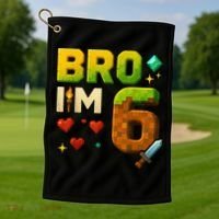 Birthday Boy 6th Birthday Bro I'M 6 Year Old Gamer Pixel Golf Towel thumb 1