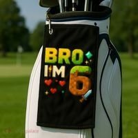Birthday Boy 6th Birthday Bro I'M 6 Year Old Gamer Pixel Golf Towel thumb 2