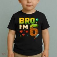 Birthday Boy 6th Birthday Bro I'M 6 Year Old Gamer Pixel Toddler T-Shirt thumb 2