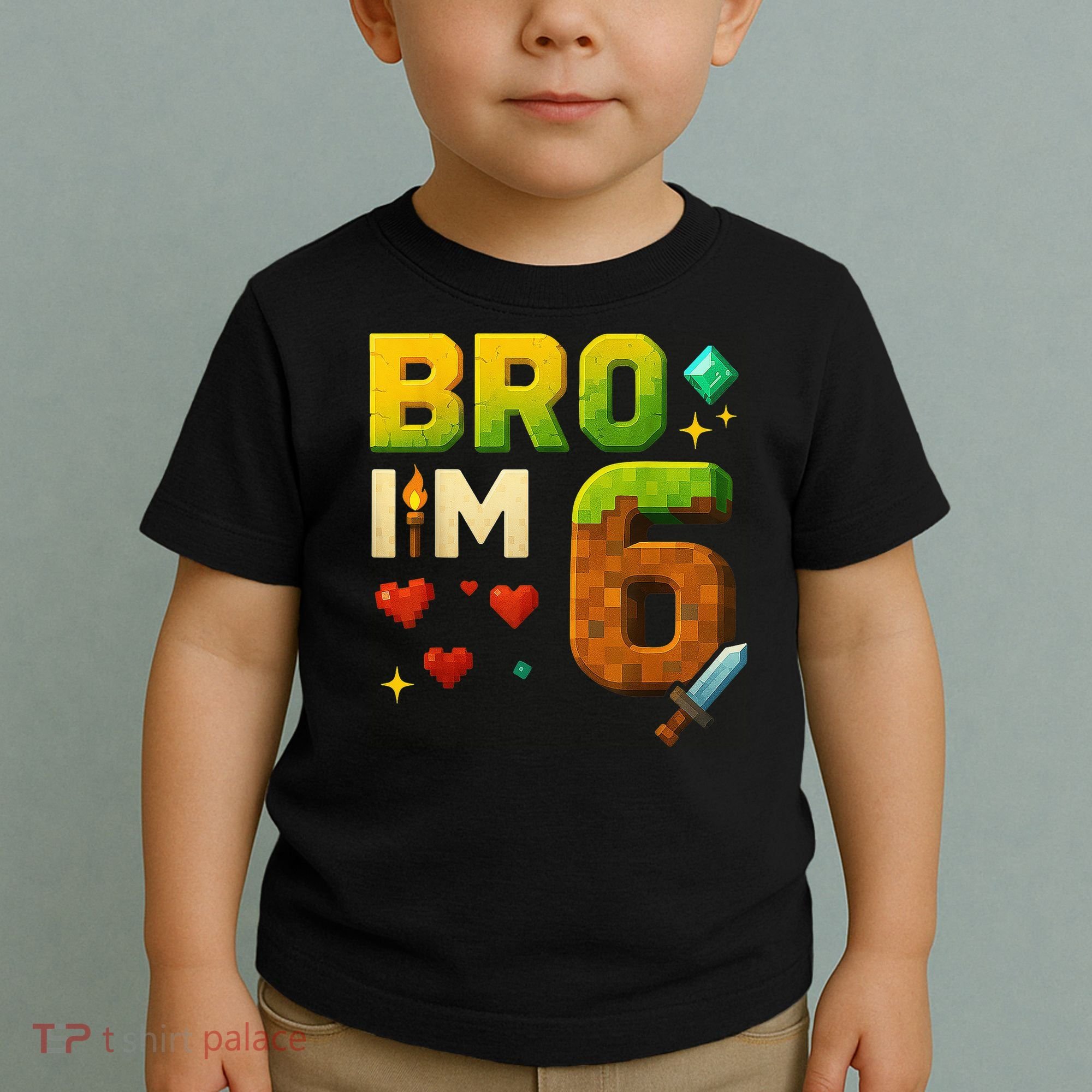 Birthday Boy 6th Birthday Bro I'M 6 Year Old Gamer Pixel Toddler T-Shirt