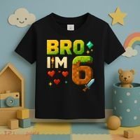 Birthday Boy 6th Birthday Bro I'M 6 Year Old Gamer Pixel Toddler T-Shirt thumb 3