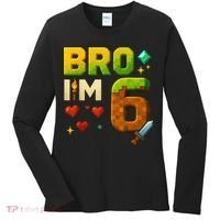 Birthday Boy 6th Birthday Bro I'M 6 Year Old Gamer Pixel Women's Long Sleeve Shirt thumb 0