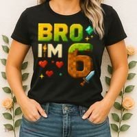 Birthday Boy 6th Birthday Bro I'M 6 Year Old Gamer Pixel Women's T-Shirt thumb 2