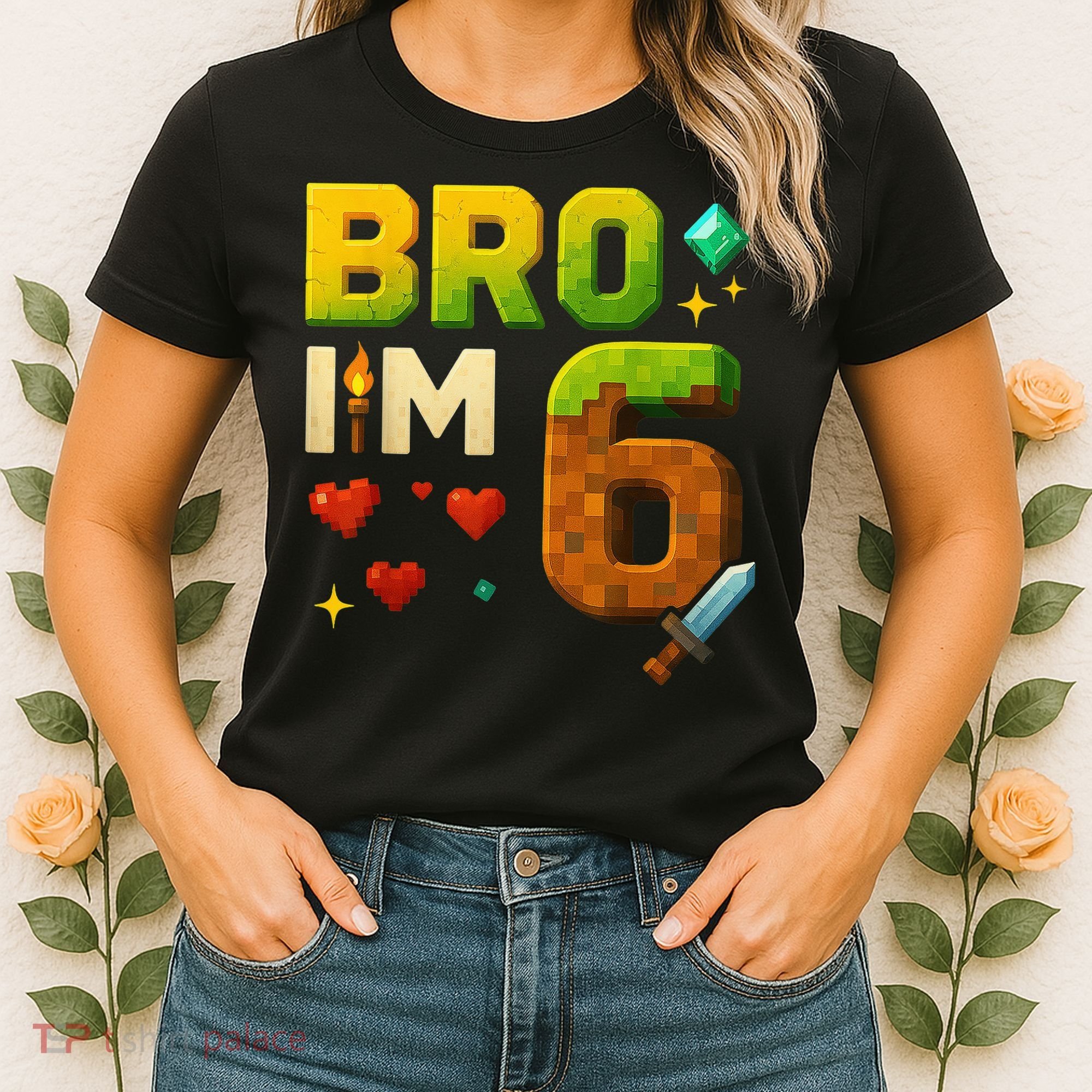 Birthday Boy 6th Birthday Bro I'M 6 Year Old Gamer Pixel Women's T-Shirt