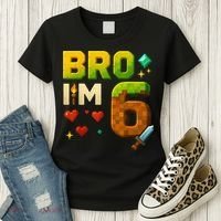 Birthday Boy 6th Birthday Bro I'M 6 Year Old Gamer Pixel Women's T-Shirt thumb 3
