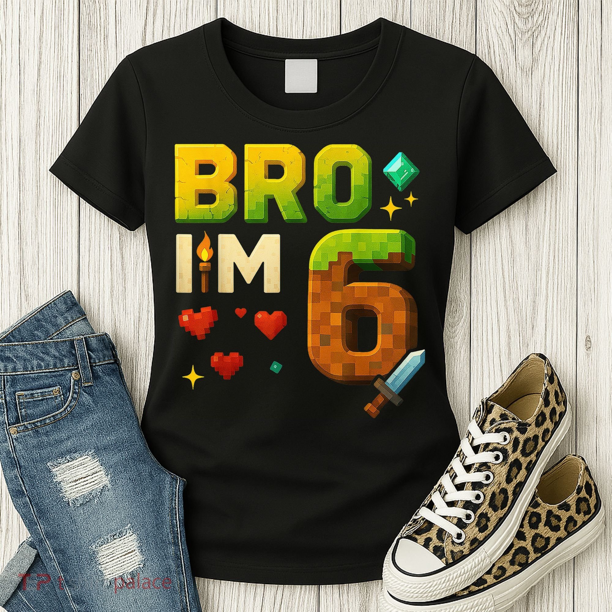 Birthday Boy 6th Birthday Bro I'M 6 Year Old Gamer Pixel Women's T-Shirt