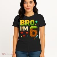 Birthday Boy 6th Birthday Bro I'M 6 Year Old Gamer Pixel Women's T-Shirt thumb 4