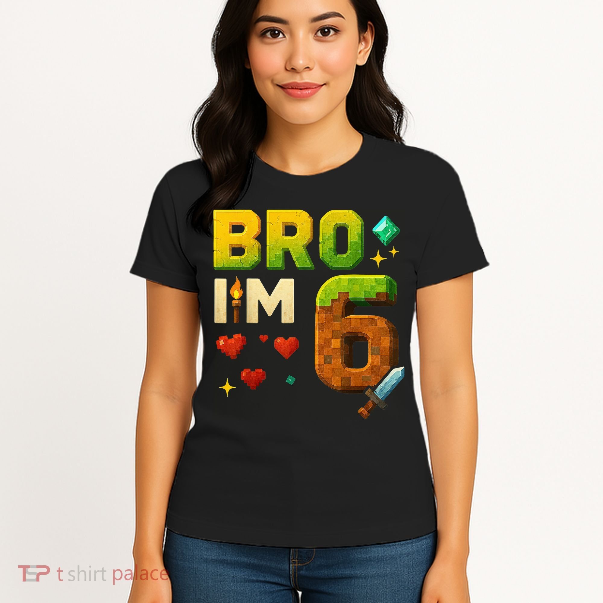 Birthday Boy 6th Birthday Bro I'M 6 Year Old Gamer Pixel Women's T-Shirt