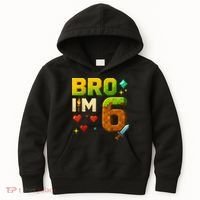 Birthday Boy 6th Birthday Bro I'M 6 Year Old Gamer Pixel Kids Hoodie thumb 0
