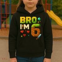 Birthday Boy 6th Birthday Bro I'M 6 Year Old Gamer Pixel Kids Hoodie thumb 3