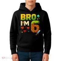 Birthday Boy 6th Birthday Bro I'M 6 Year Old Gamer Pixel Kids Hoodie thumb 4