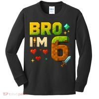Birthday Boy 6th Birthday Bro I'M 6 Year Old Gamer Pixel Kids Long Sleeve Shirt thumb 0