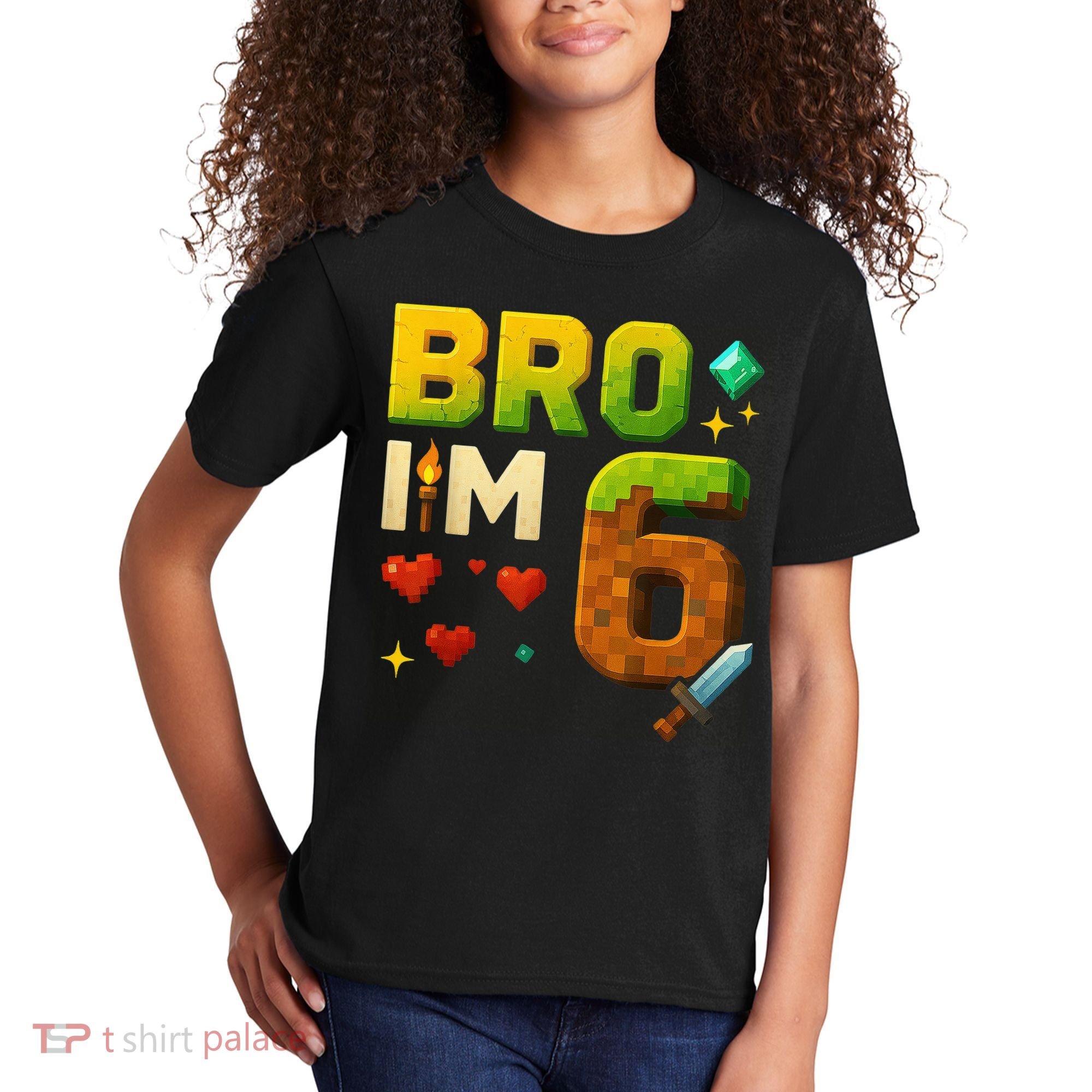 Birthday Boy 6th Birthday Bro I'M 6 Year Old Gamer Pixel Kids T-Shirt