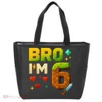 Birthday Boy 6th Birthday Bro I'M 6 Year Old Gamer Pixel Tote Bag thumb 0