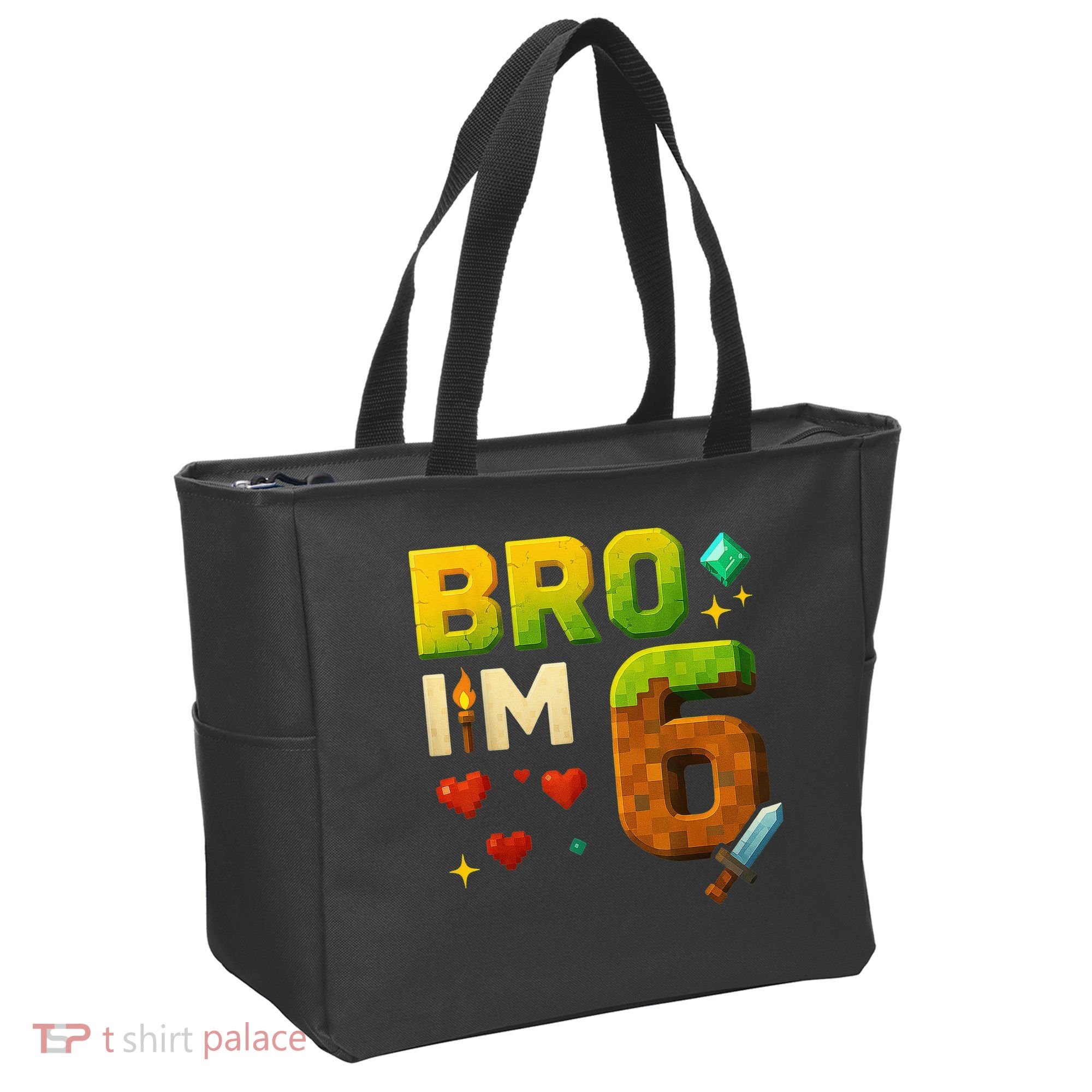 Birthday Boy 6th Birthday Bro I'M 6 Year Old Gamer Pixel Tote Bag