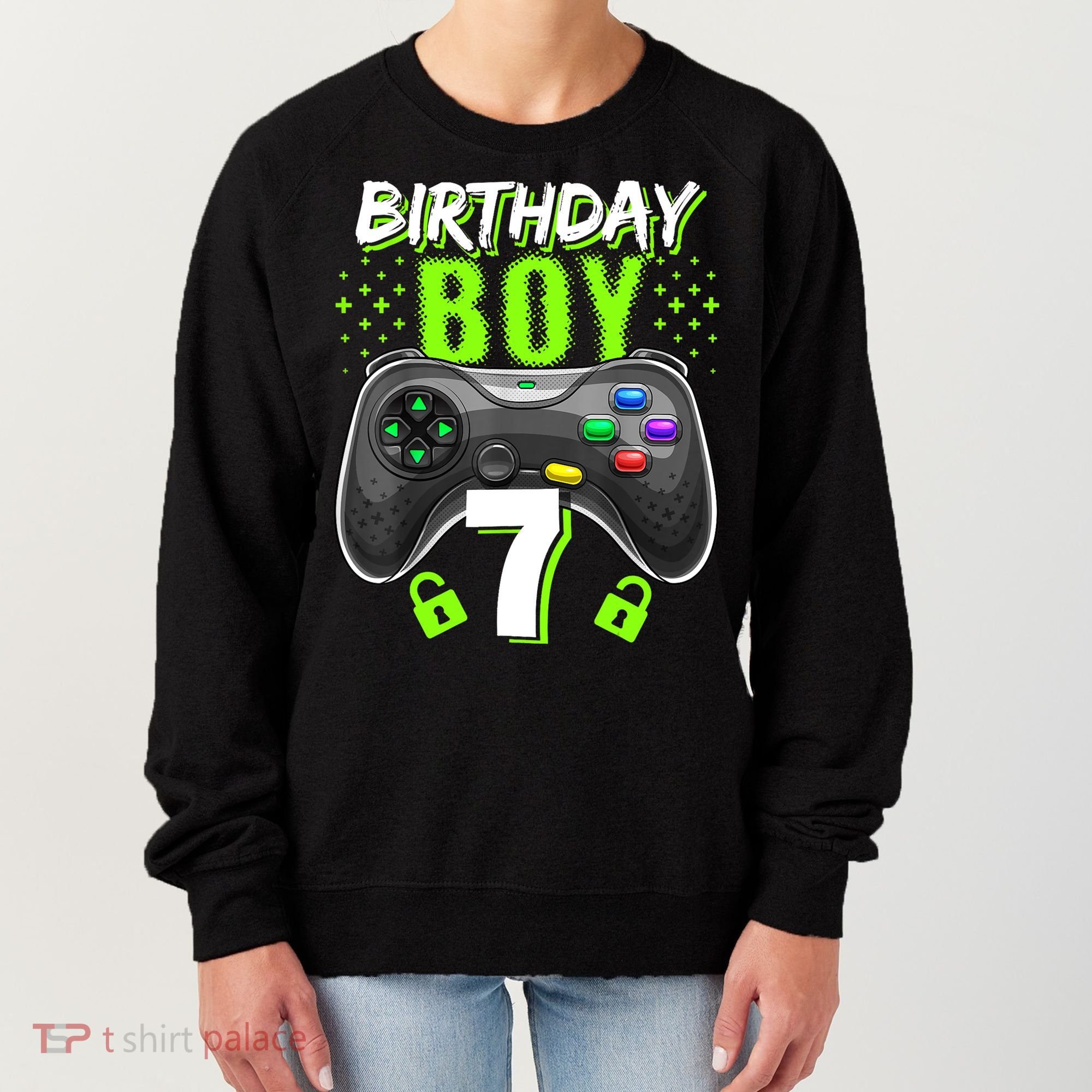 Birthday Boy 7 Video Game Controller Gamer 7th Birthday Gift TShirt Women's Sweatshirt