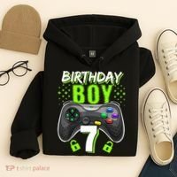 Birthday Boy 7 Video Game Controller Gamer 7th Birthday Gift TShirt Hoodie thumb 4