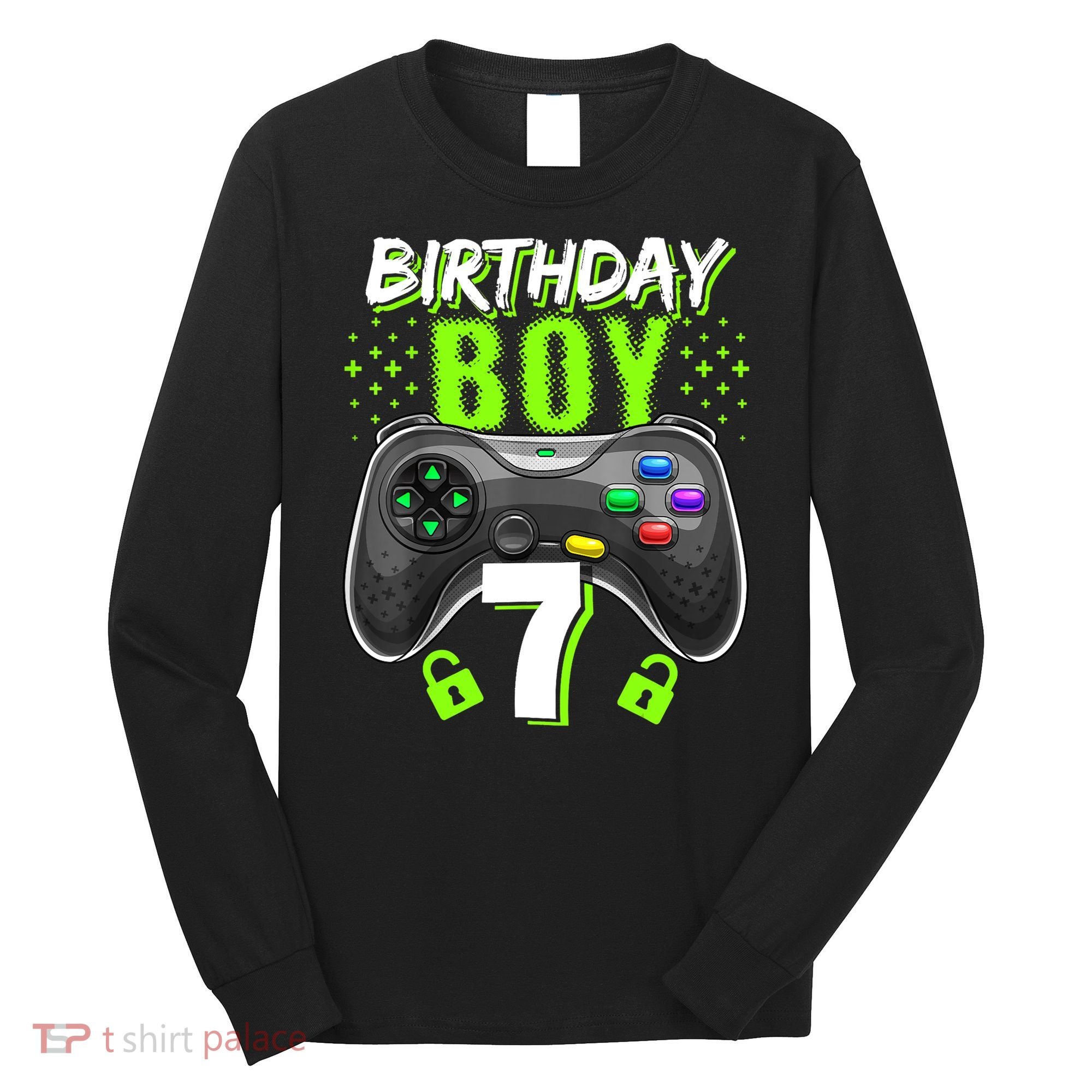 Birthday Boy 7 Video Game Controller Gamer 7th Birthday Gift TShirt Long Sleeve Shirt