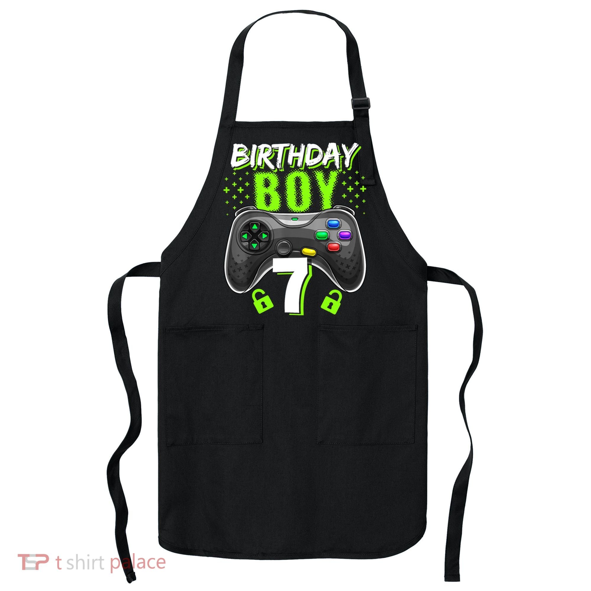 Birthday Boy 7 Video Game Controller Gamer 7th Birthday Gift TShirt Apron