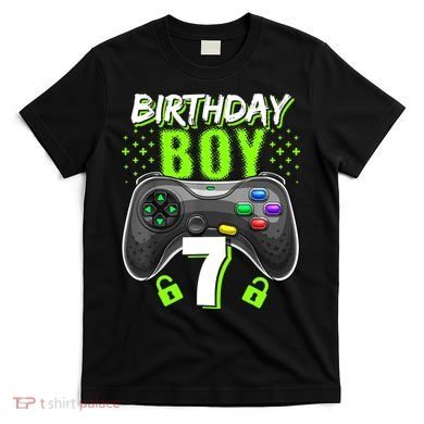 Birthday Boy 7 Video Game Controller Gamer 7th Birthday Gift TShirt T-Shirt