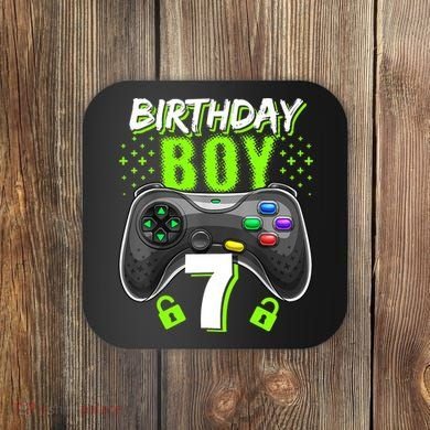 Birthday Boy 7 Video Game Controller Gamer 7th Birthday Gift TShirt Coaster