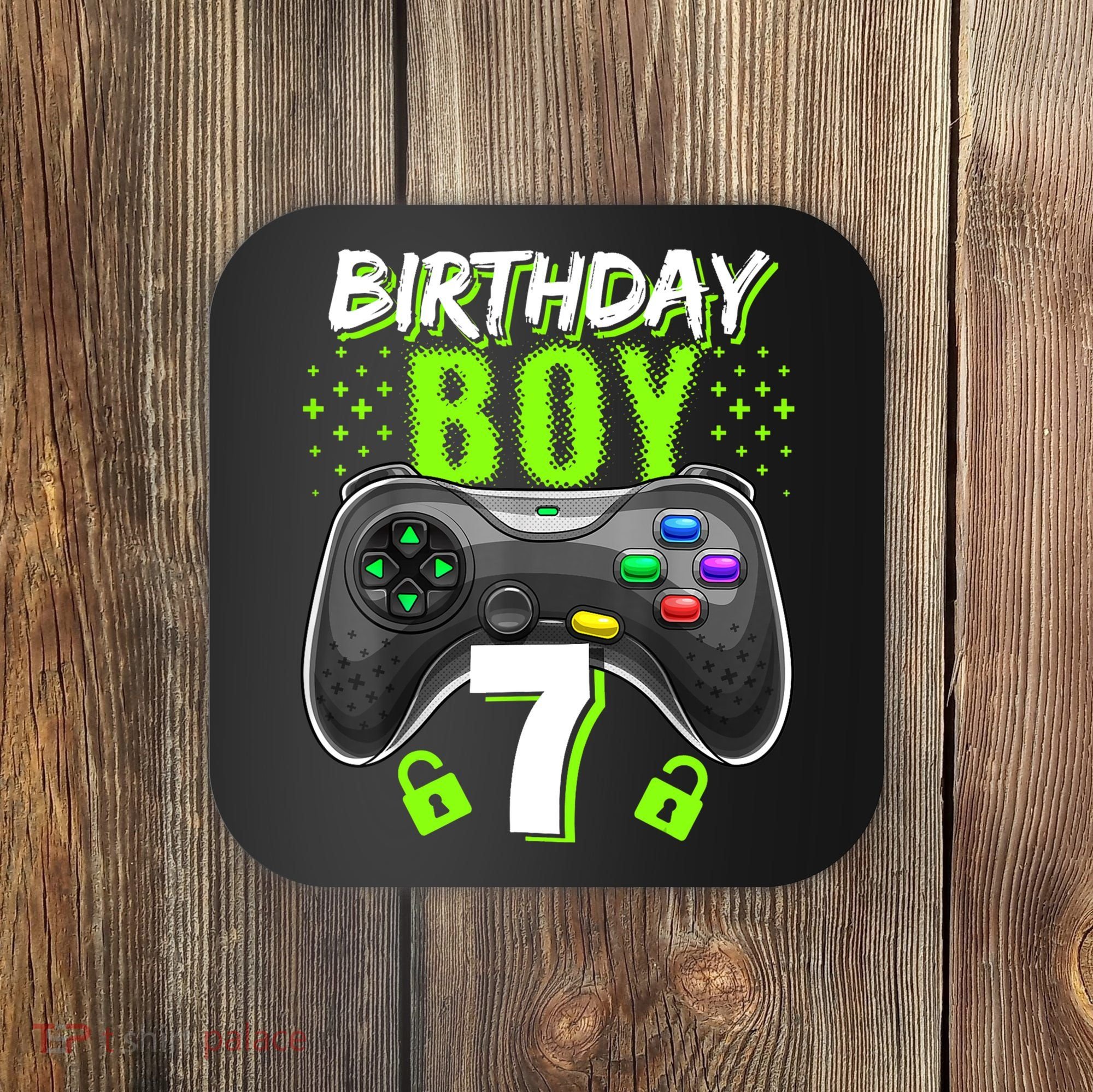 Birthday Boy 7 Video Game Controller Gamer 7th Birthday Gift TShirt Coaster