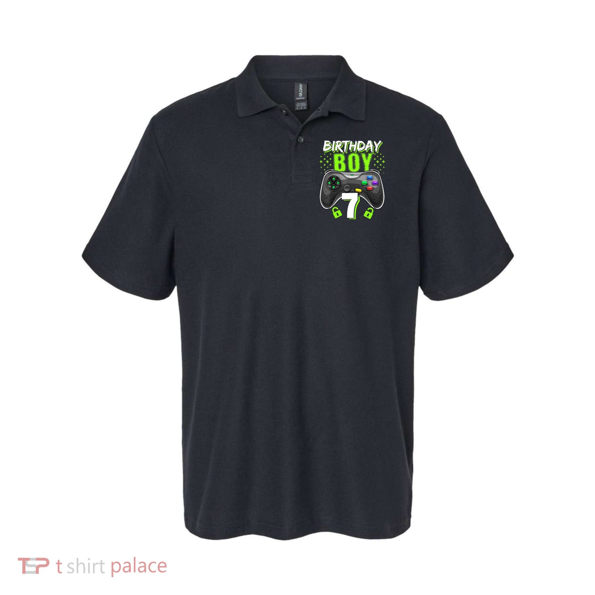 Birthday Boy 7 Video Game Controller Gamer 7th Birthday Gift TShirt Polo
