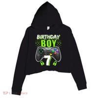 Birthday Boy 7 Video Game Controller Gamer 7th Birthday Gift TShirt Crop Fleece Hoodie thumb 0