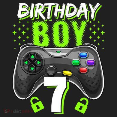 Birthday Boy 7 Video Game Controller Gamer 7th Birthday Gift TShirt Crop Fleece Hoodie