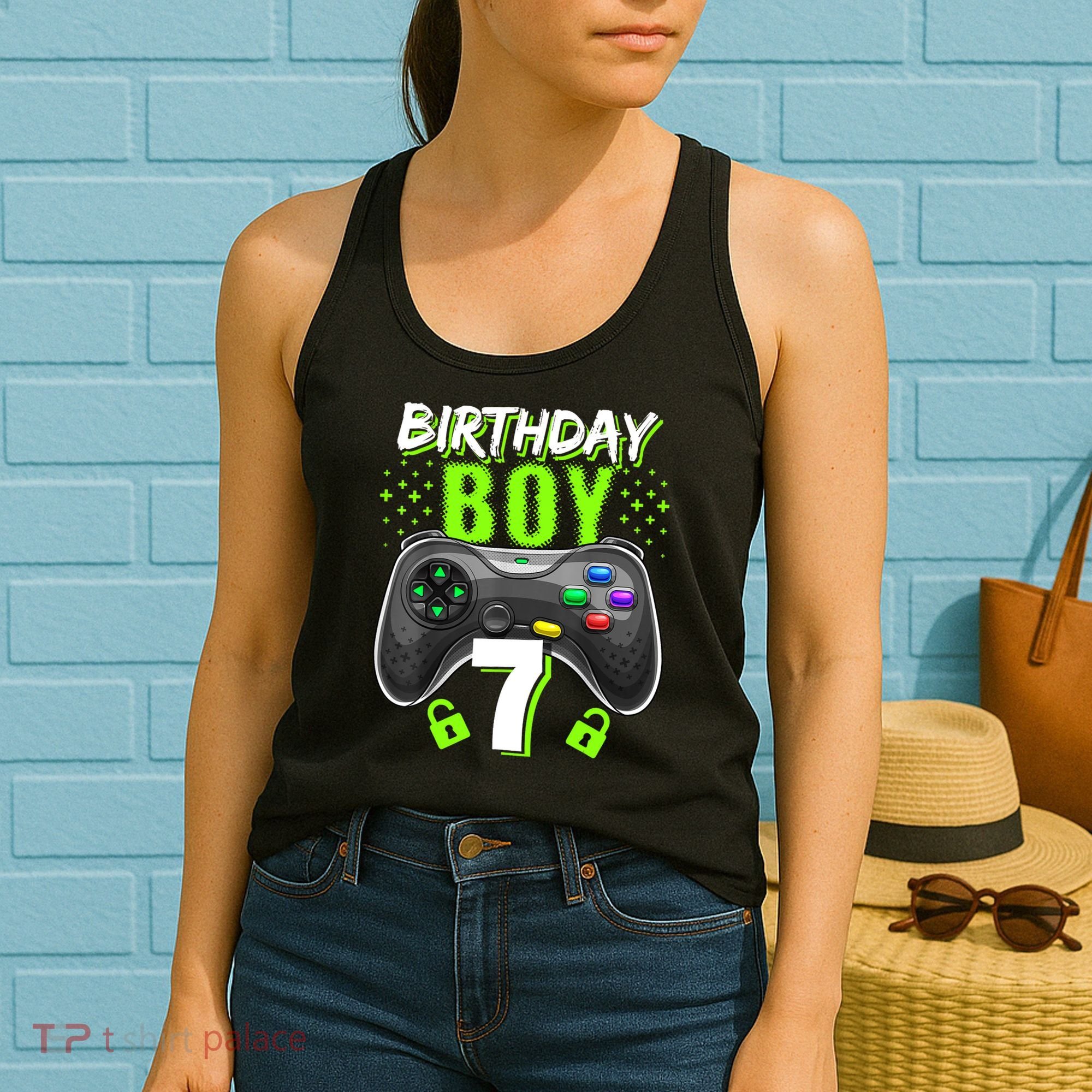 Birthday Boy 7 Video Game Controller Gamer 7th Birthday Gift TShirt Women's Tank Top