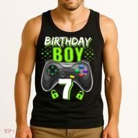 Birthday Boy 7 Video Game Controller Gamer 7th Birthday Gift TShirt Tank Top thumb 3