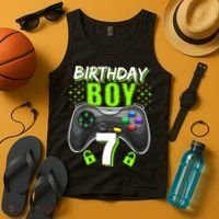 Birthday Boy 7 Video Game Controller Gamer 7th Birthday Gift TShirt Tank Top thumb 4
