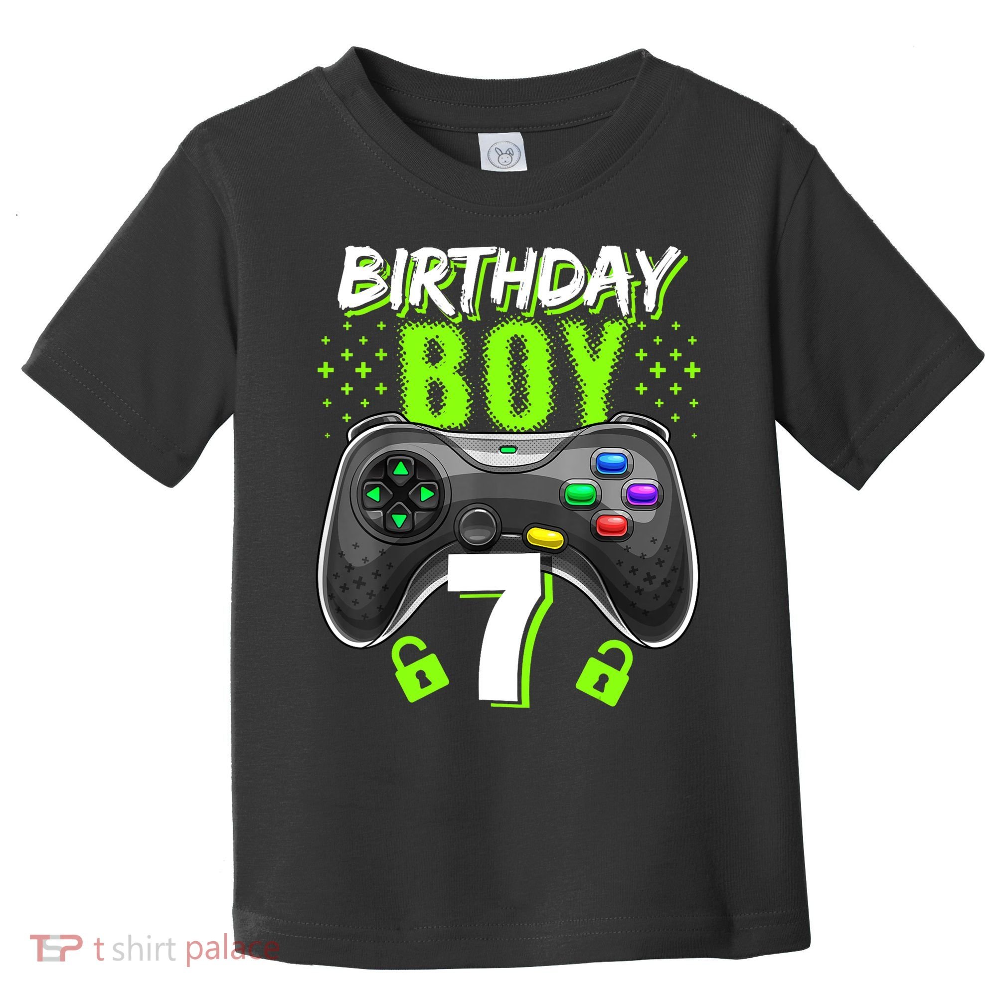Birthday Boy 7 Video Game Controller Gamer 7th Birthday Gift TShirt Toddler T-Shirt