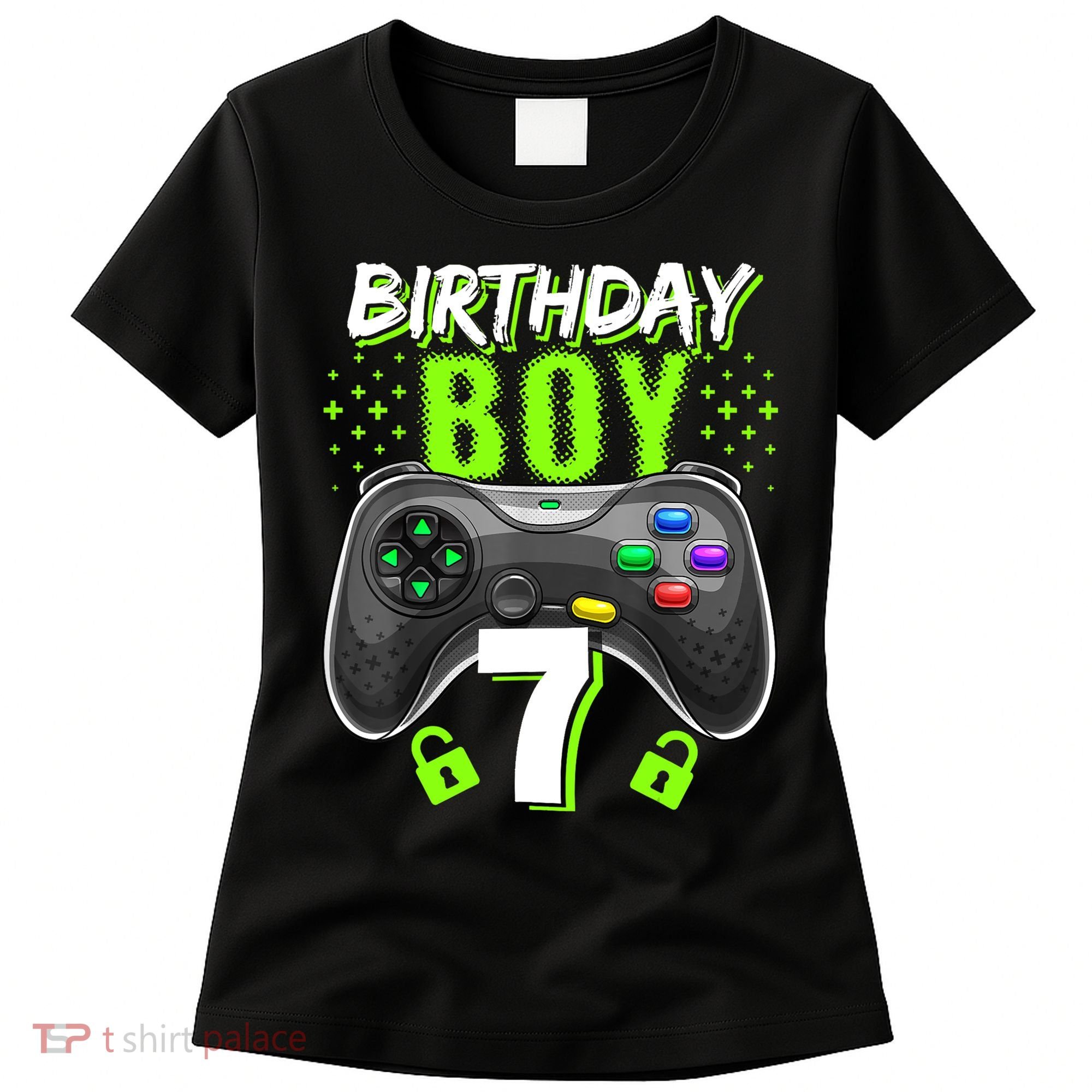 Birthday Boy 7 Video Game Controller Gamer 7th Birthday Gift TShirt Women's T-Shirt