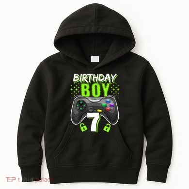 Birthday Boy 7 Video Game Controller Gamer 7th Birthday Gift TShirt Kids Hoodie