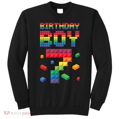 Birthday Boy 7 Years Old Seven Master Builder Building Lover Sweatshirt