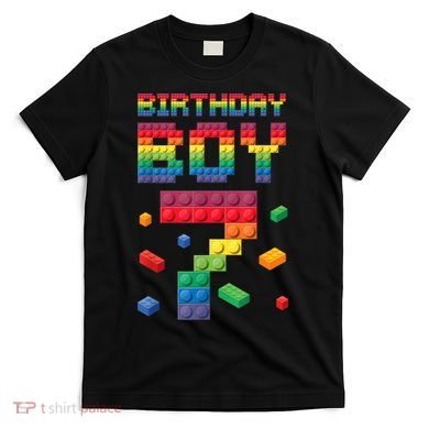 Birthday Boy 7 Years Old Seven Master Builder Building Lover T-Shirt