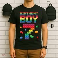 Birthday Boy 7 Years Old Seven Master Builder Building Lover T-Shirt thumb 6