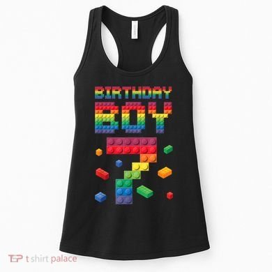 Birthday Boy 7 Years Old Seven Master Builder Building Lover Women's Tank Top