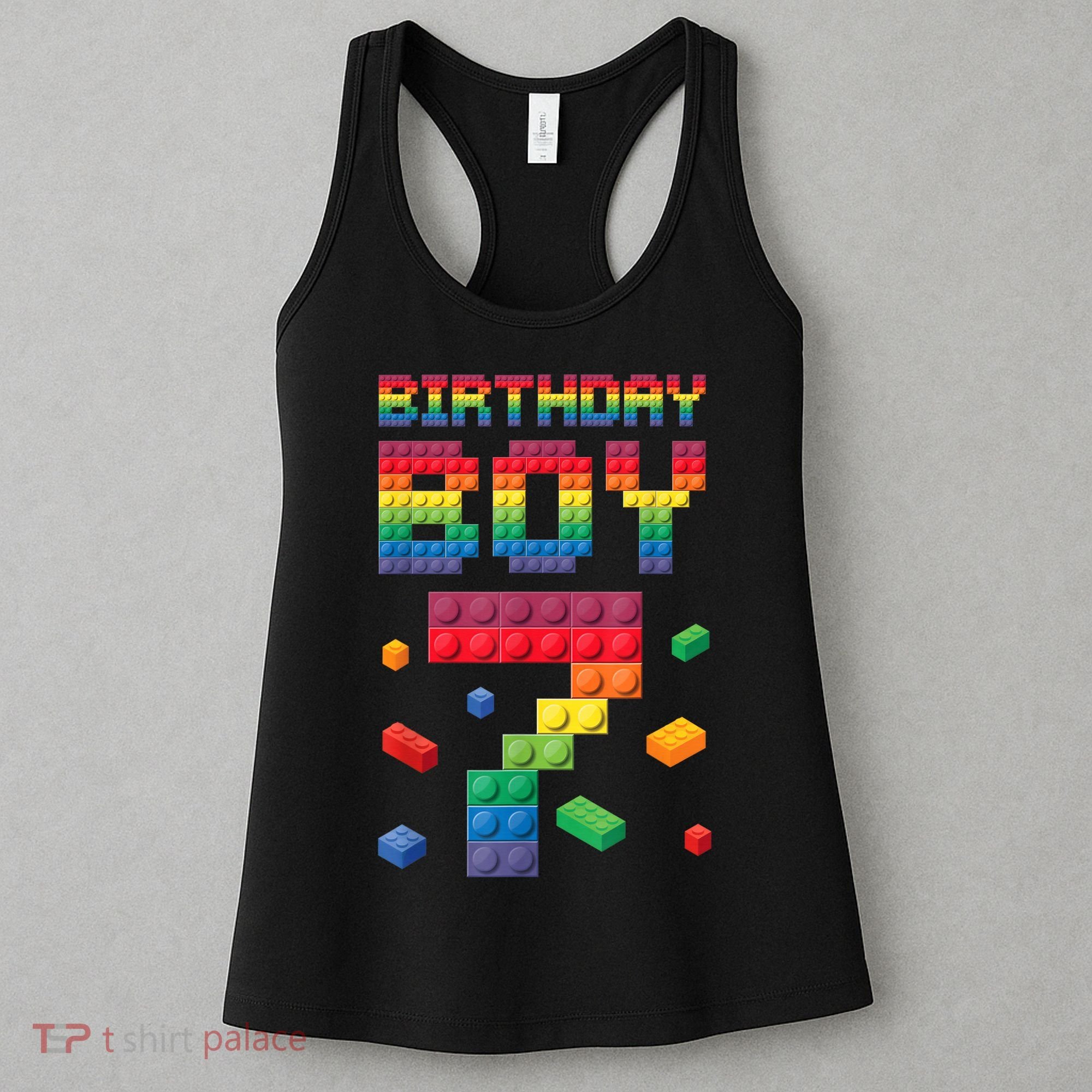 Birthday Boy 7 Years Old Seven Master Builder Building Lover Women's Tank Top