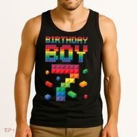 Birthday Boy 7 Years Old Seven Master Builder Building Lover Tank Top thumb 3