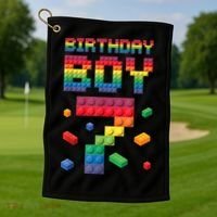 Birthday Boy 7 Years Old Seven Master Builder Building Lover Golf Towel thumb 1