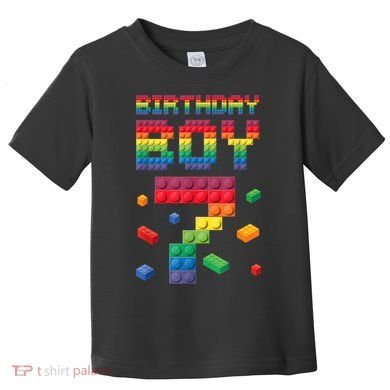 Birthday Boy 7 Years Old Seven Master Builder Building Lover Toddler T-Shirt