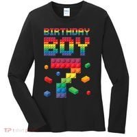 Birthday Boy 7 Years Old Seven Master Builder Building Lover Women's Long Sleeve Shirt thumb 0